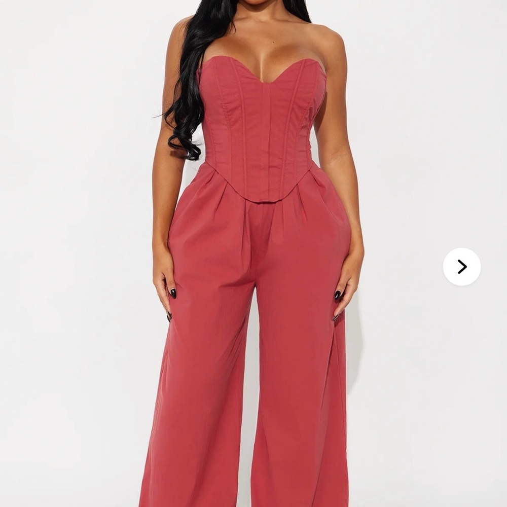 Fashion Nova Rose Strapless Wide-Leg Jumpsuit